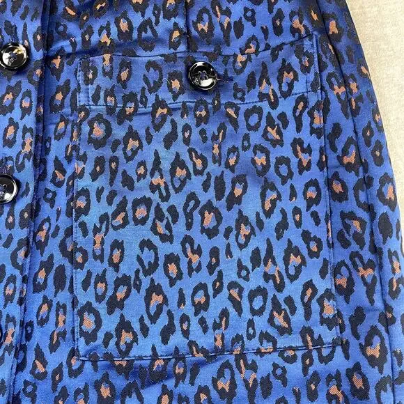 Banana Republic Blue & Black Leopard Print Skirt 4 Button Down Front Pockets - Picture 4 of 9